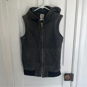 Carhartt Men’s Sandstone Hooded Active Vest, Quilt Lined — Black, Small